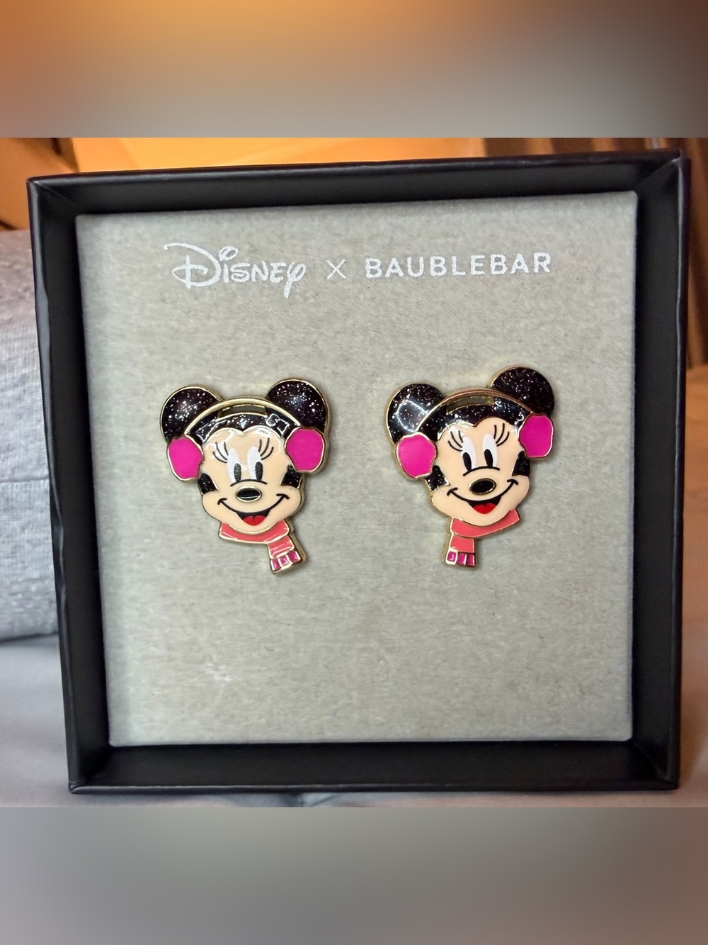 Disney x BaubleBar Minnie Mouse Pink Ear Muffs Earrings